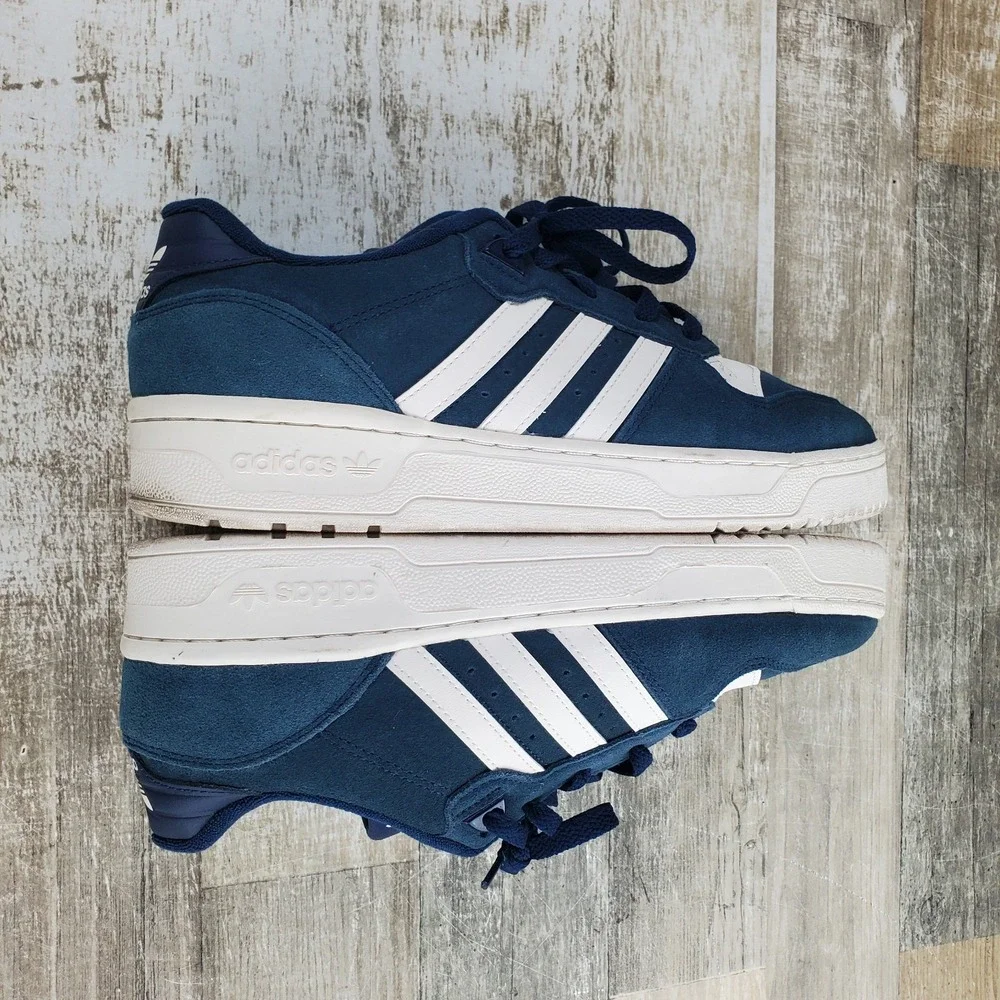 Adidas Rivalry Low Mens Shoes Sz 9.5 Running Collegiate Navy Cloud White Sneaker